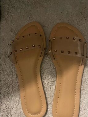 Clear Strap Studded Slide Sandals